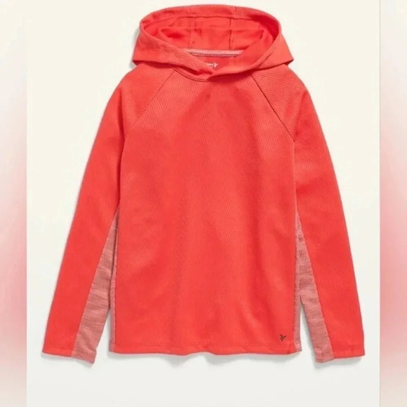 Boys Old Navy Two-Tone Mesh Performance Hoodie, Lava Flow, Size Medium, NWT - Picture 1 of 8